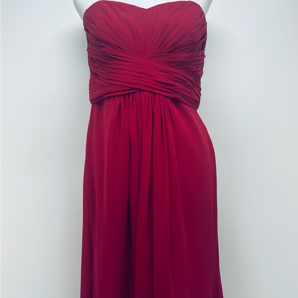 David's Bridal Dress Size 8 Women’s Strapless Prom Or Bridesmaid Burgundy Red - Picture 3 of 8